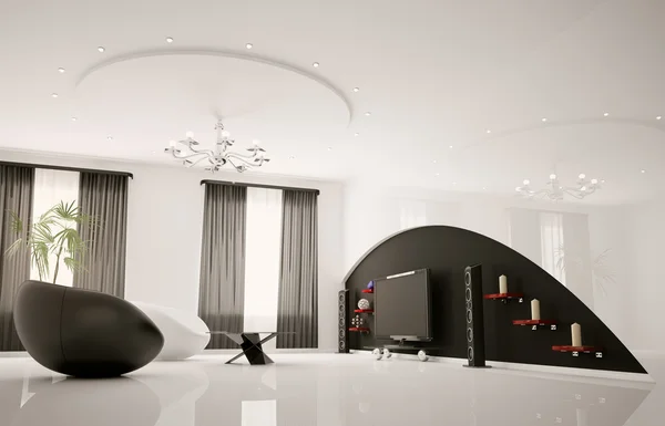 现代室内装饰的客厅 3d 渲染 — 图库照片