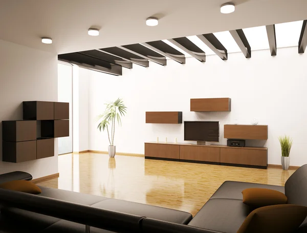 Modern Oturma Odası Ile Lcd Çişleri Render — Stok fotoğraf
