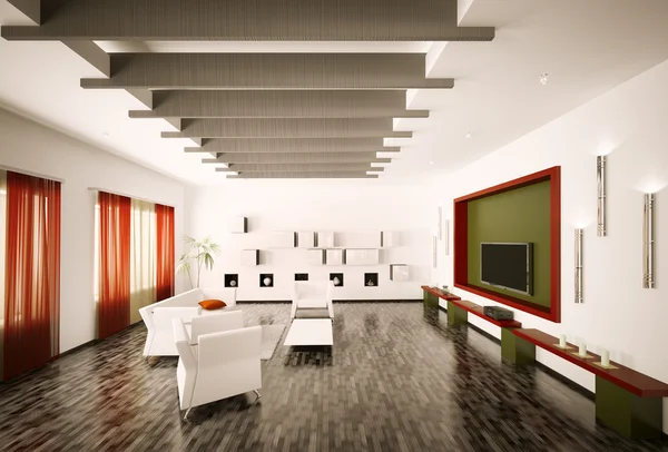 Sala de estar interior 3d render — Fotografia de Stock