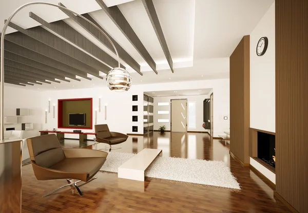Moderno Apartamento Interior Sala Estar Salão Render — Fotografia de Stock