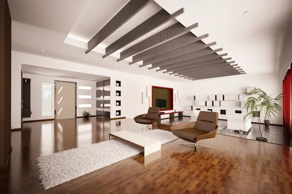 Nowoczesny apartament wnętrz 3d renderowania — Zdjęcie stockowe