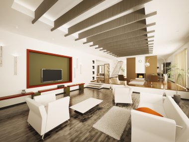 İç merdiven 3d render ile modern daire