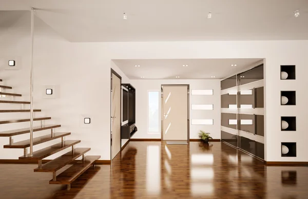 Interior Moderno Salão Com Escada Render — Fotografia de Stock
