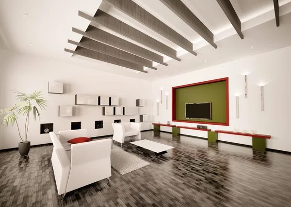 Wnętrze nowoczesne salon Render 3d — Zdjęcie stockowe
