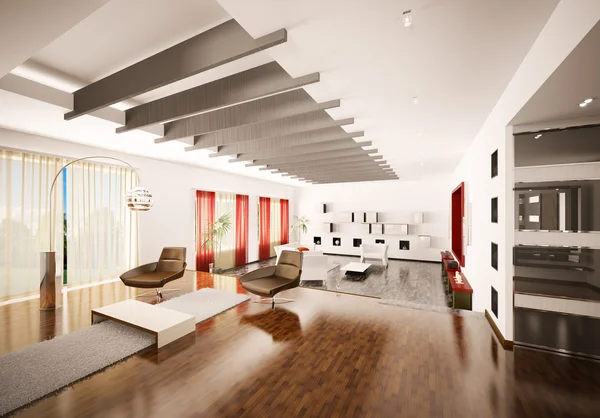 Home interior do apartamento 3d render — Fotografia de Stock
