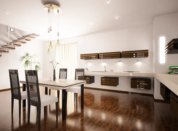 Interior of modern kitchen 3d render — Stock Photo, Image