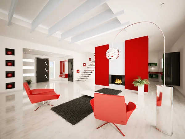 현대 아파트 인테리어 3d 렌더링 — 스톡 사진