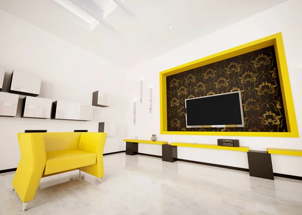 现代室内装饰的客厅 3d 渲染 — 图库照片