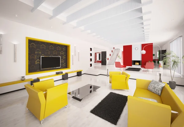 Wnętrze nowoczesne mieszkanie Render 3d — Zdjęcie stockowe