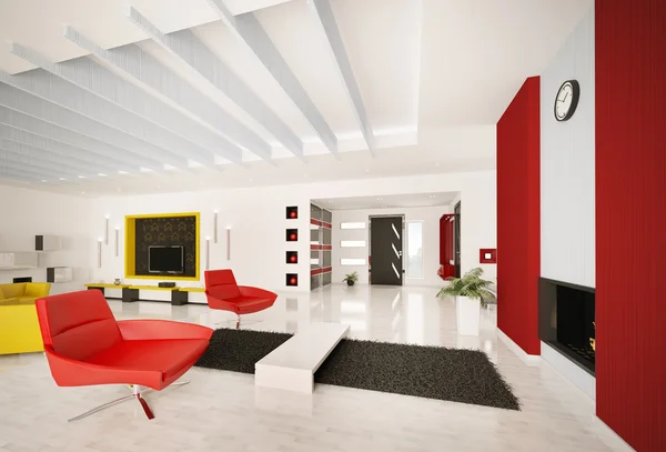 Moderní byt interiér 3d vykreslení — Stock fotografie