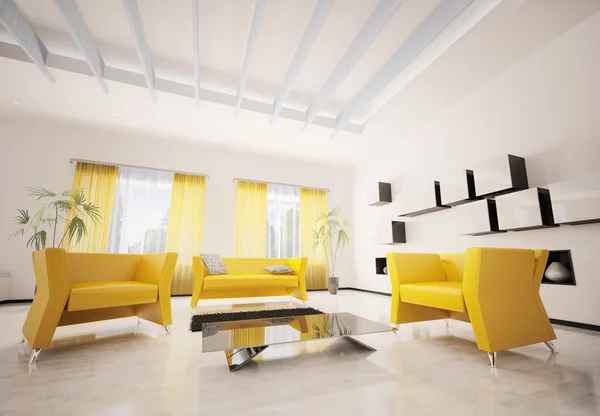 Modern nappali belső 3d render — Stock Fotó
