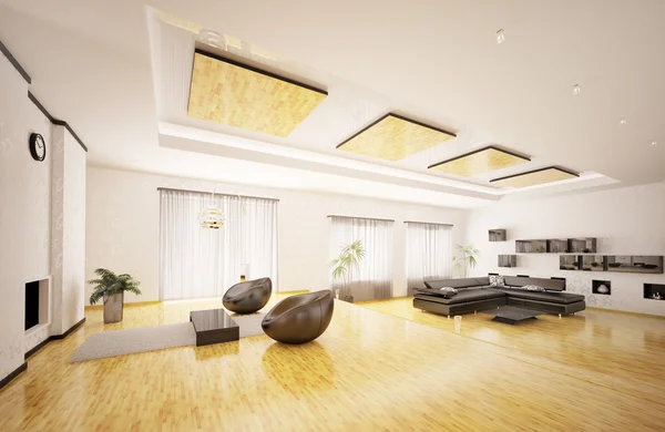 Interior do apartamento moderno 3d render — Fotografia de Stock