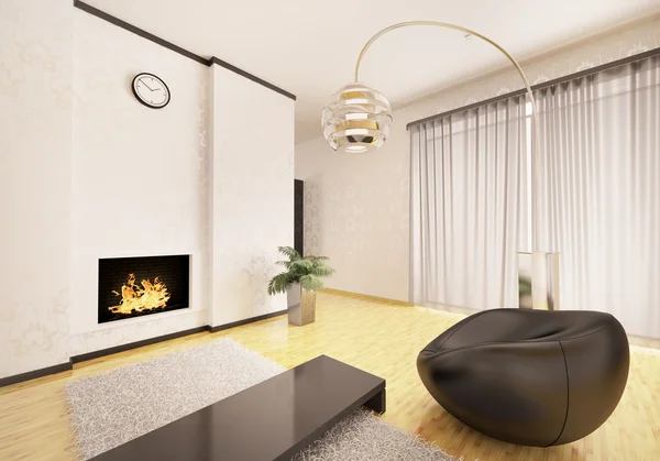 현대 거실 3d 렌더링의 인테리어 — 스톡 사진