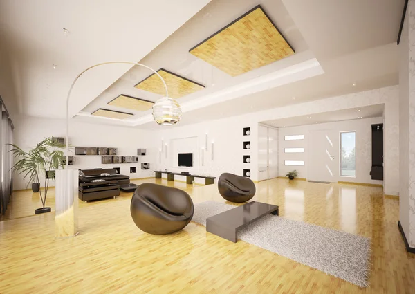 Современный интерьер квартиры 3D рендеринг — стоковое фото