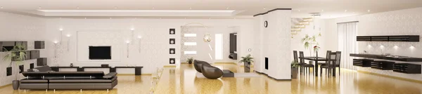 Interiér moderní apartmán panorama 3d vykreslení — Stock fotografie