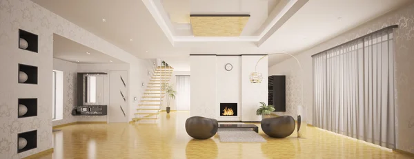 Интерьер современной квартиры панорама 3d рендеринг — стоковое фото