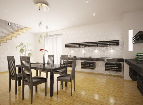 Interior of modern kitchen 3d render — Stock Photo, Image