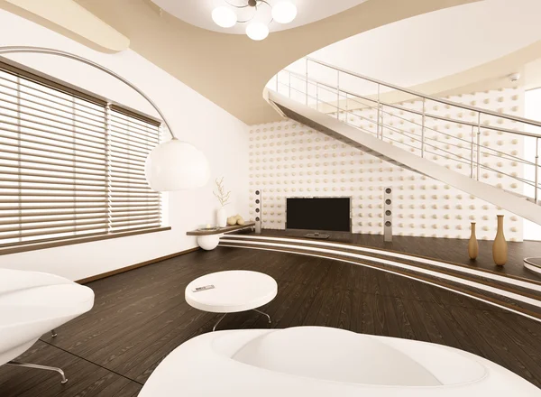 Interior moderno de la sala de estar 3d render —  Fotos de Stock