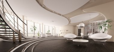 İç modern ev panorama 3d render