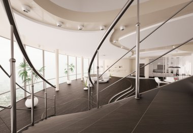 merdiven 3d render modern iç görünüm