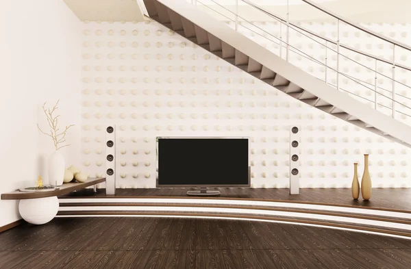 现代客厅 3d 渲染的内部 — 图库照片