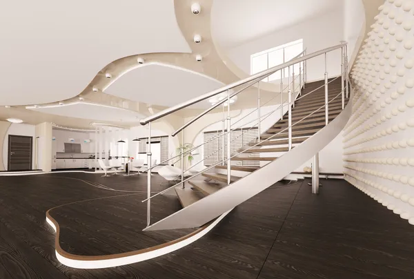 Современный интерьер гостиной 3D рендеринг — стоковое фото
