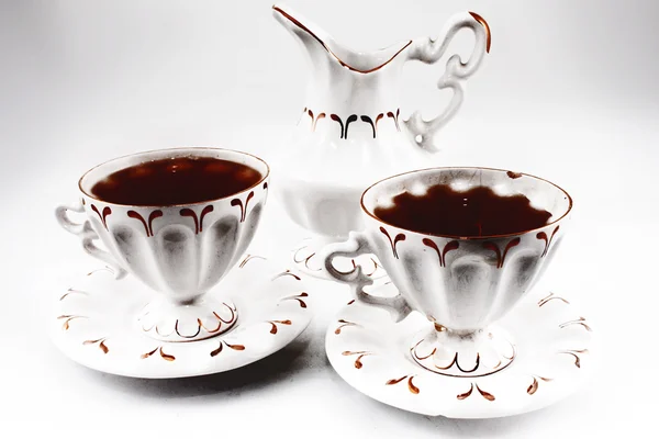 Klassischer Tee Weißem Service Und Kerzen — Stockfoto