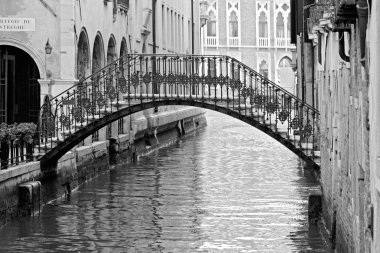 Colorful bridge across canal in Venice, clipart