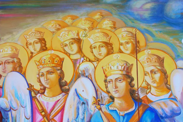 Fresco. Saint Michaels gyllene kupoler katedralen i Kiev — Stockfoto