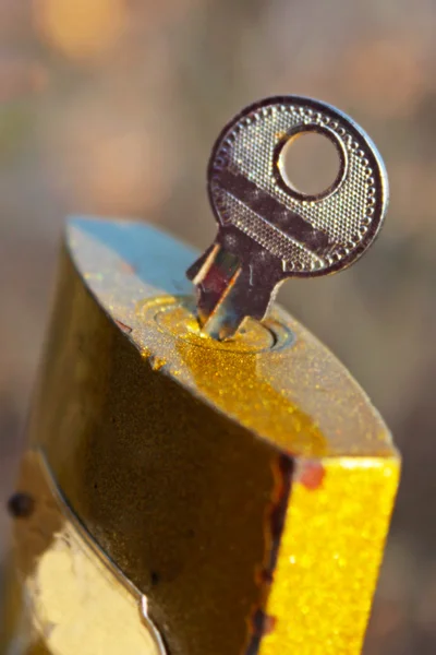 Key in a keyhole — Stock Photo, Image
