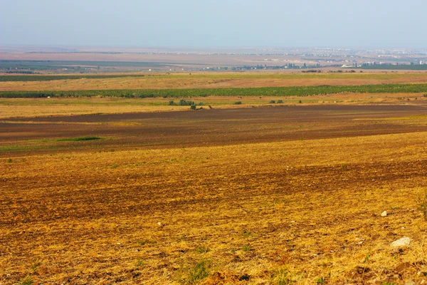 stock image Beautiful landscape of Crimean mountains, lakes, sea and fields