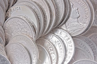 Old silver coins clipart
