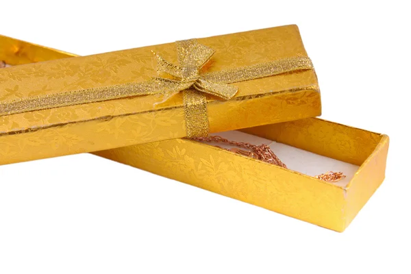 Otevřel zlatý box pro dárek — Stock fotografie