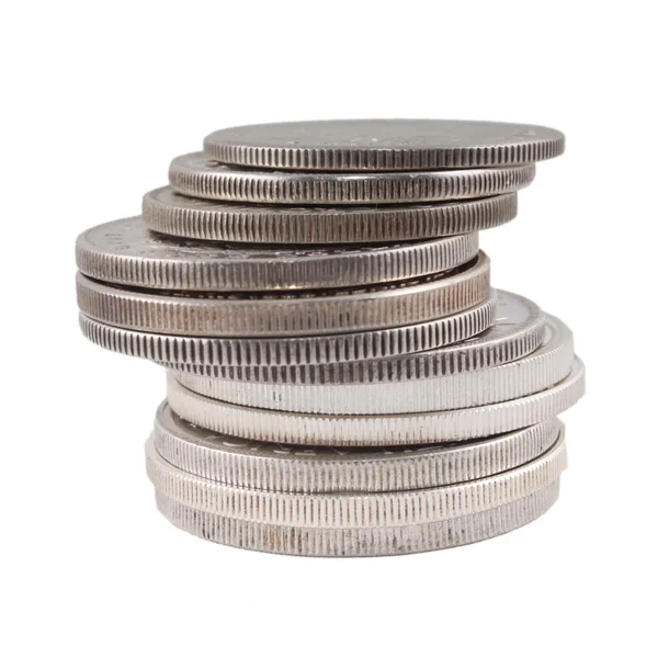 Pile di monete d'argento — Foto Stock