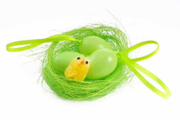 stock image Easter eggs and easter chicks