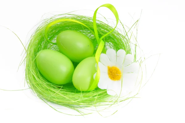Easter eggs and easter chicks — Stock Photo, Image