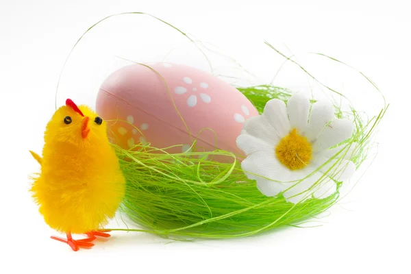 stock image Easter eggs and easter chicks