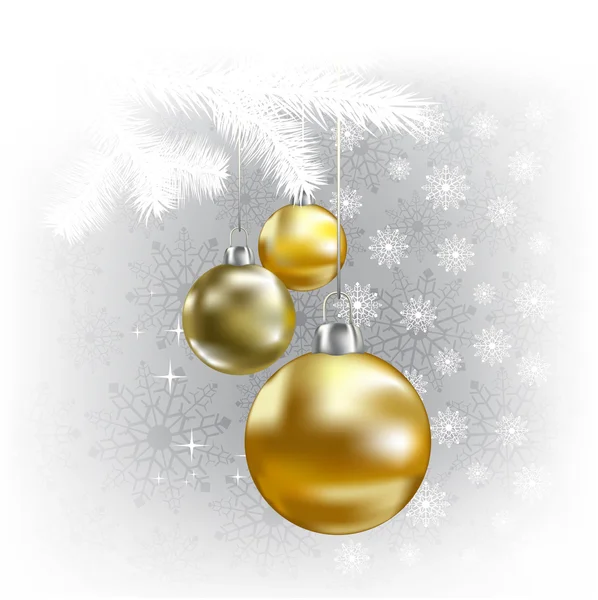 Weihnachtskugeln und Schneeflocken auf weißem Hintergrund — Stockvektor