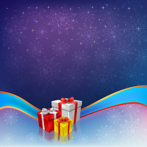 Weihnachtsgeschenke mit blauem Band — Stockvektor