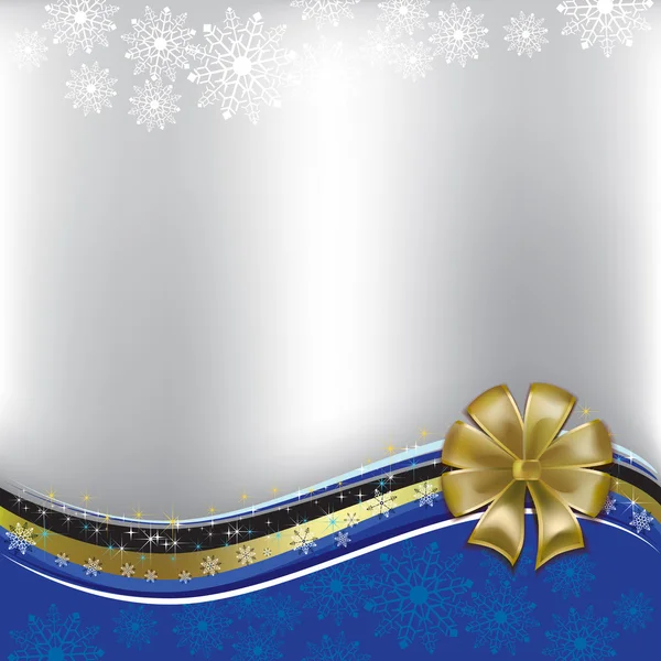 Jul hälsning guld båge på silver bakgrund — Stock vektor
