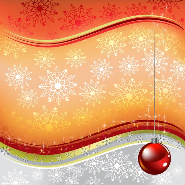 Χριστούγεννα χαιρετισμό κόκκινη μπάλα σε πορτοκαλί φόντο — Διανυσματικό Αρχείο