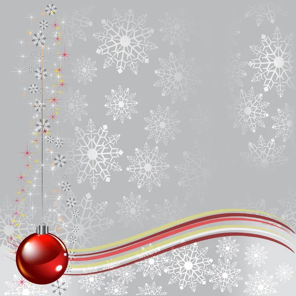 Vánoční pozdrav červený míč na bílém pozadí — Stockový vektor