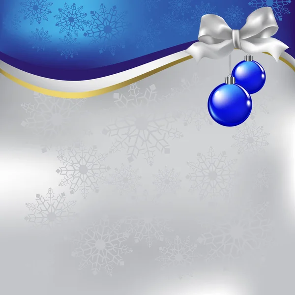 Vánoční pozdrav s modrými kuličkami — Stockový vektor