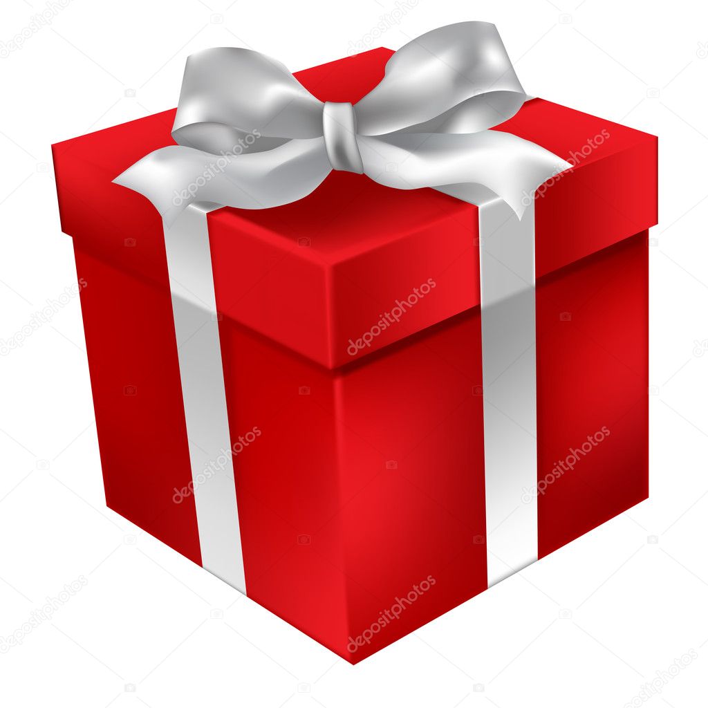 Christmas red gift isolated on a white background