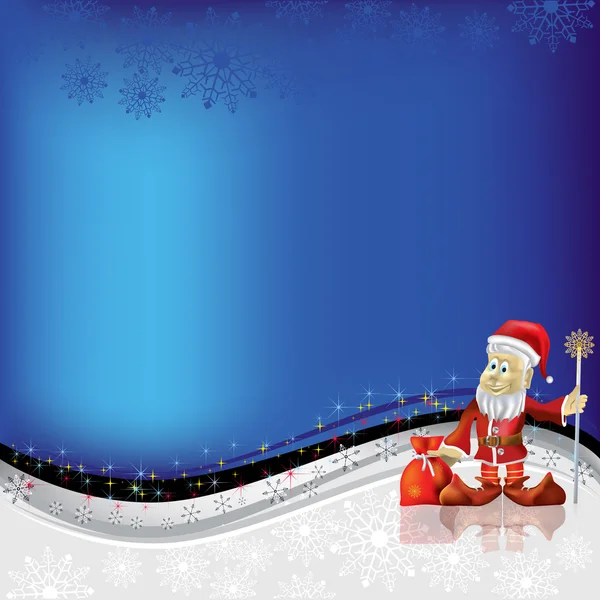 Jul hälsning jultomten och snögubbe med gåvor — Stock vektor
