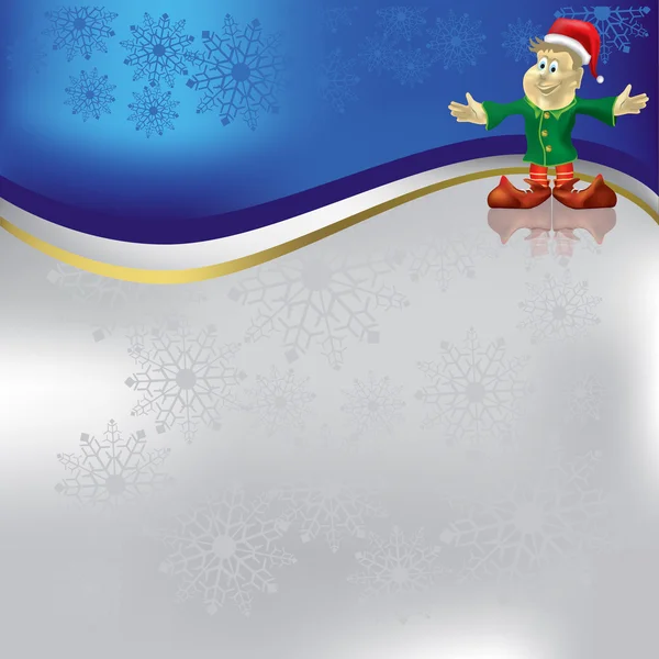 Christmas greeting met dwerg op blauwe achtergrond — Stockvector