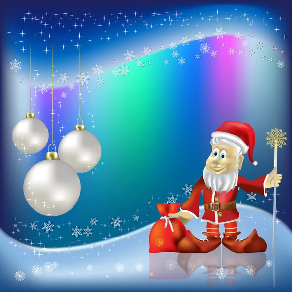 Vánoční perleťově koule a santa claus — Stockový vektor