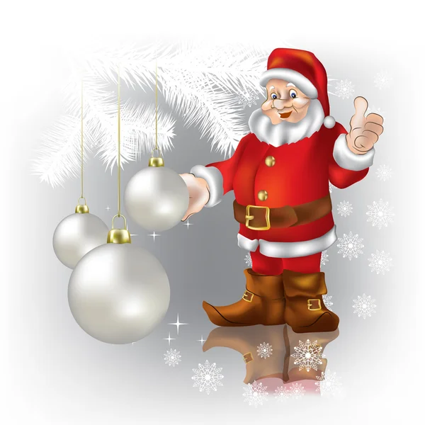 Bolas de Navidad y Santa Claus — Vector de stock