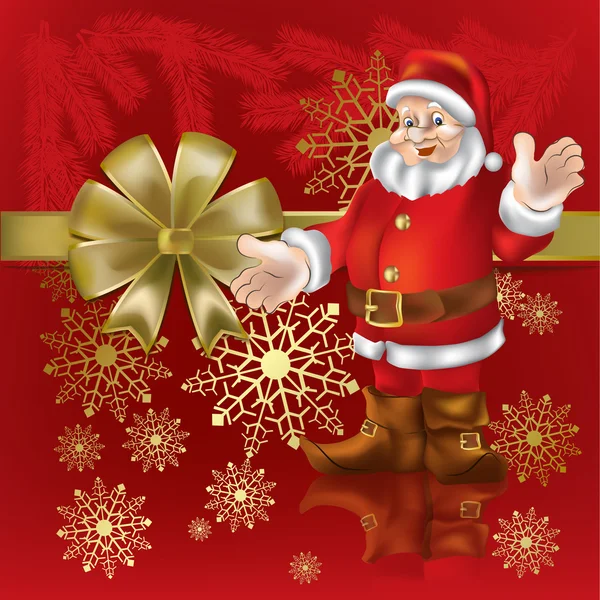 Weihnachtsgeschenk Weihnachtsmann auf rotem Hintergrund — Stockvektor