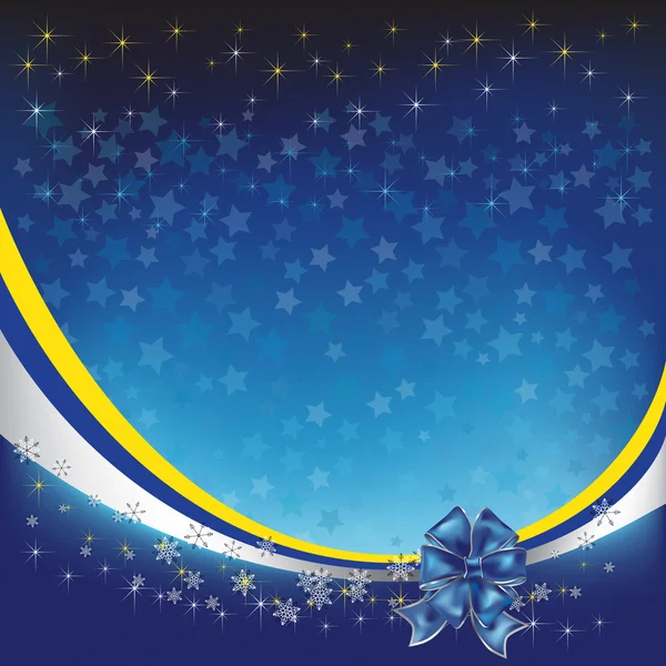 Saudação de Natal com arco azul — Vetor de Stock